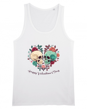 Heart Happy Valentine's Day Skull White