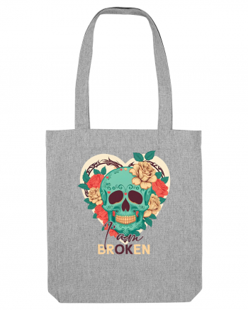 I am Broken Ok Skeleton Valentine Skull Heather Grey