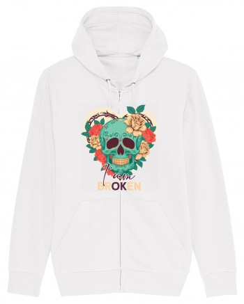 I am Broken Ok Skeleton Valentine Skull White