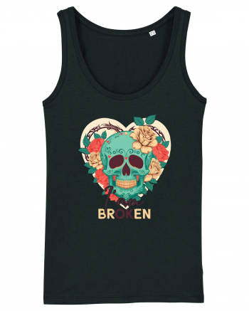 I am Broken Ok Skeleton Valentine Skull Black