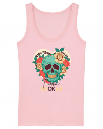 I am Broken Ok Skeleton Valentine Skull Cotton Pink