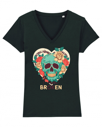 I am Broken Ok Skeleton Valentine Skull Black