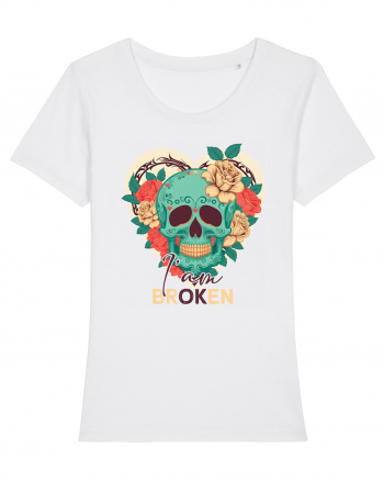 I am Broken Ok Skeleton Valentine Skull White