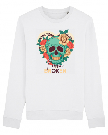 I am Broken Ok Skeleton Valentine Skull White