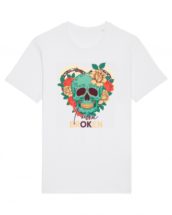 I am Broken Ok Skeleton Valentine Skull White