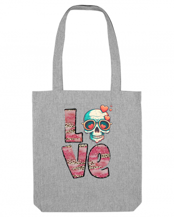 Love Heart Valentine Skull Heather Grey