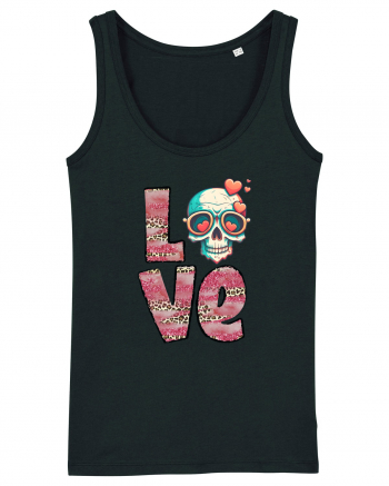 Love Heart Valentine Skull Black