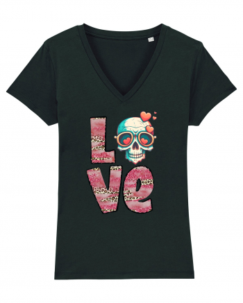 Love Heart Valentine Skull Black