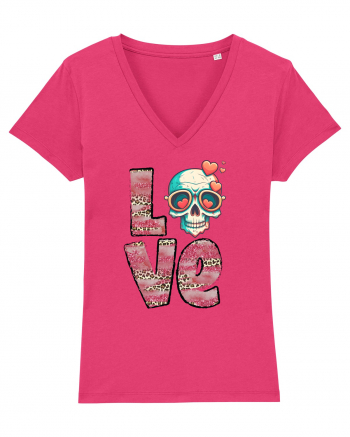 Love Heart Valentine Skull Raspberry