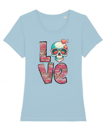 Love Heart Valentine Skull Sky Blue