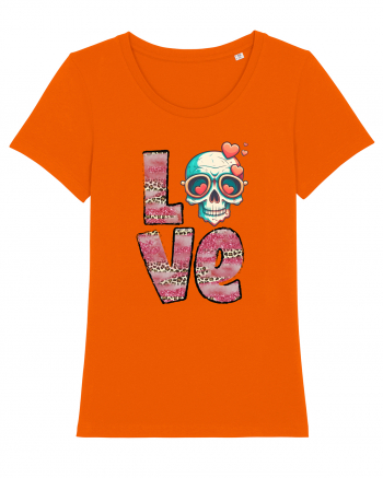 Love Heart Valentine Skull Bright Orange