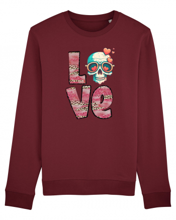 Love Heart Valentine Skull Burgundy