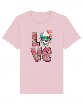 Love Heart Valentine Skull Cotton Pink