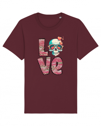 Love Heart Valentine Skull Burgundy