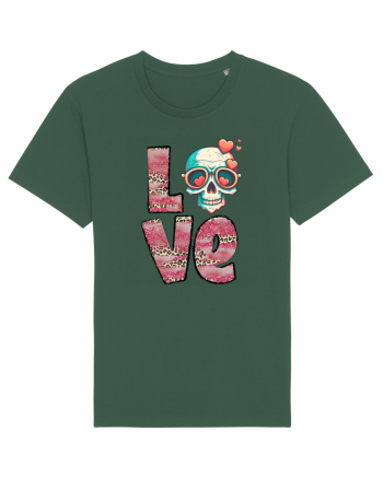 Love Heart Valentine Skull Bottle Green