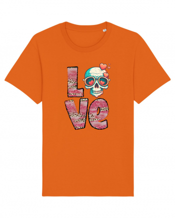 Love Heart Valentine Skull Bright Orange