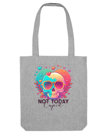 Not Today Cupid Anti Valentine Skull Heather Grey