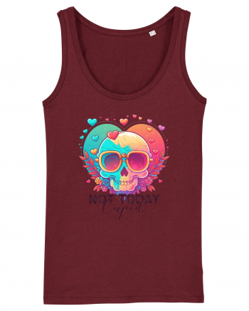 Not Today Cupid Anti Valentine Skull Burgundy