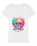 Not Today Cupid Anti Valentine Skull Tricou mânecă scurtă guler V Damă Evoker