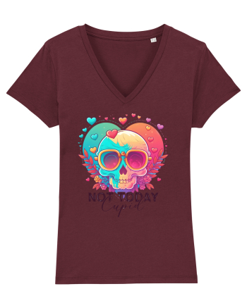 Not Today Cupid Anti Valentine Skull Burgundy