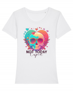 Not Today Cupid Anti Valentine Skull Tricou mânecă scurtă guler larg fitted Damă Expresser