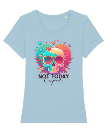 Not Today Cupid Anti Valentine Skull Sky Blue