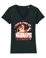 Cupid Find Me A Cowboy Tricou mânecă scurtă guler V Damă Evoker