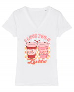 I Love You A Latte Tricou mânecă scurtă guler V Damă Evoker