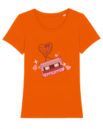 I Love You Retro Cassette Bright Orange