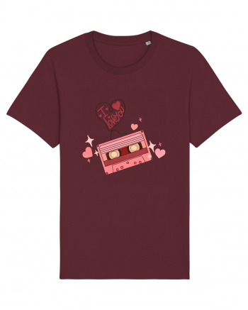 I Love You Retro Cassette Burgundy