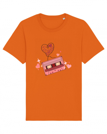 I Love You Retro Cassette Bright Orange