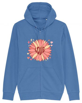 Love Hippie Flower Bright Blue