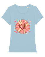 Love Hippie Flower Tricou mânecă scurtă guler larg fitted Damă Expresser