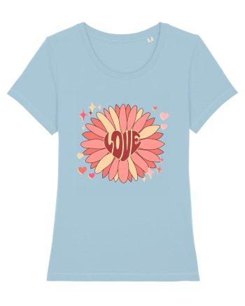Love Hippie Flower Sky Blue