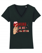 Wine Is My Valentine Tricou mânecă scurtă guler V Damă Evoker