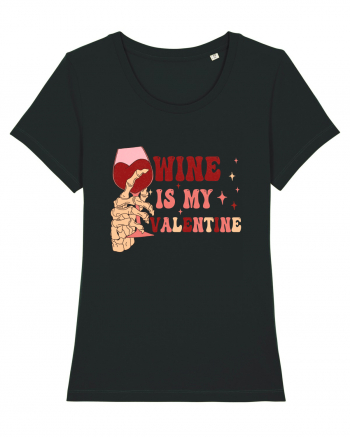 Wine Is My Valentine Black