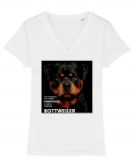 Rottweiler Mesaj Tricou mânecă scurtă guler V Damă Evoker