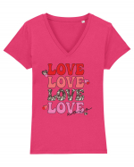 4 x Love XOXO Tricou mânecă scurtă guler V Damă Evoker