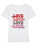 4 x Love XOXO Tricou mânecă scurtă guler larg fitted Damă Expresser