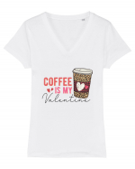 Coffee Is My Valentine Tricou mânecă scurtă guler V Damă Evoker