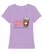 Coffee Is My Valentine Tricou mânecă scurtă guler larg fitted Damă Expresser