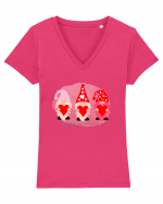 Happy Valentine's Gnoms Tricou mânecă scurtă guler V Damă Evoker