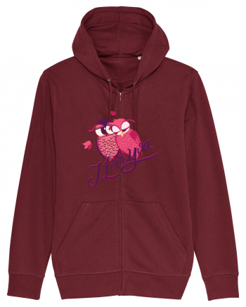 I Love You Sweet Owls Burgundy