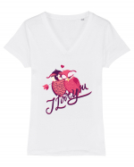 I Love You Sweet Owls Tricou mânecă scurtă guler V Damă Evoker