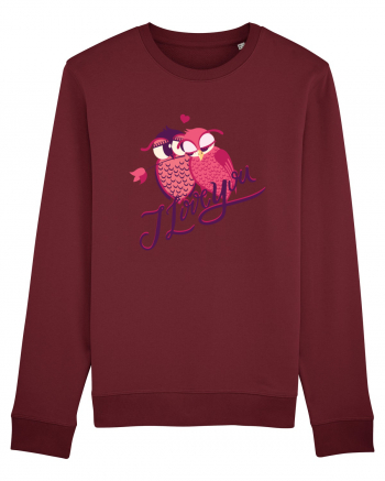 I Love You Sweet Owls Burgundy