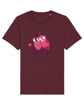 I Love You Sweet Owls Burgundy