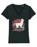 Llama Be Your Valentine Tricou mânecă scurtă guler V Damă Evoker