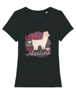 Llama Be Your Valentine Tricou mânecă scurtă guler larg fitted Damă Expresser