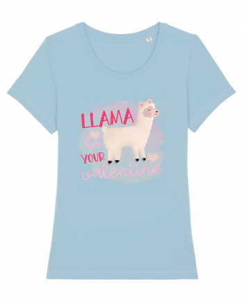 Llama Be Your Valentine Sky Blue