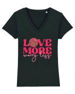 Love More Worry Less Tricou mânecă scurtă guler V Damă Evoker